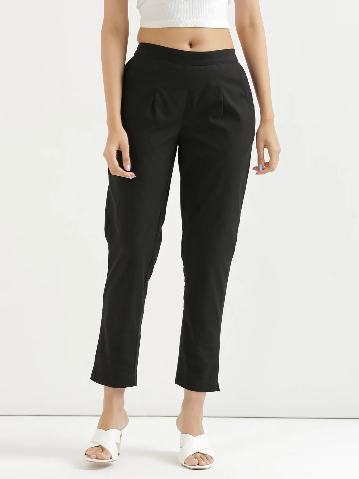 Women Black Cotton Pant